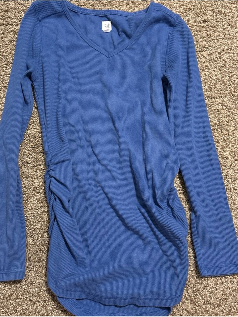 GAP Maternity V-Neck Waffle Knit Maternity Top in Blue